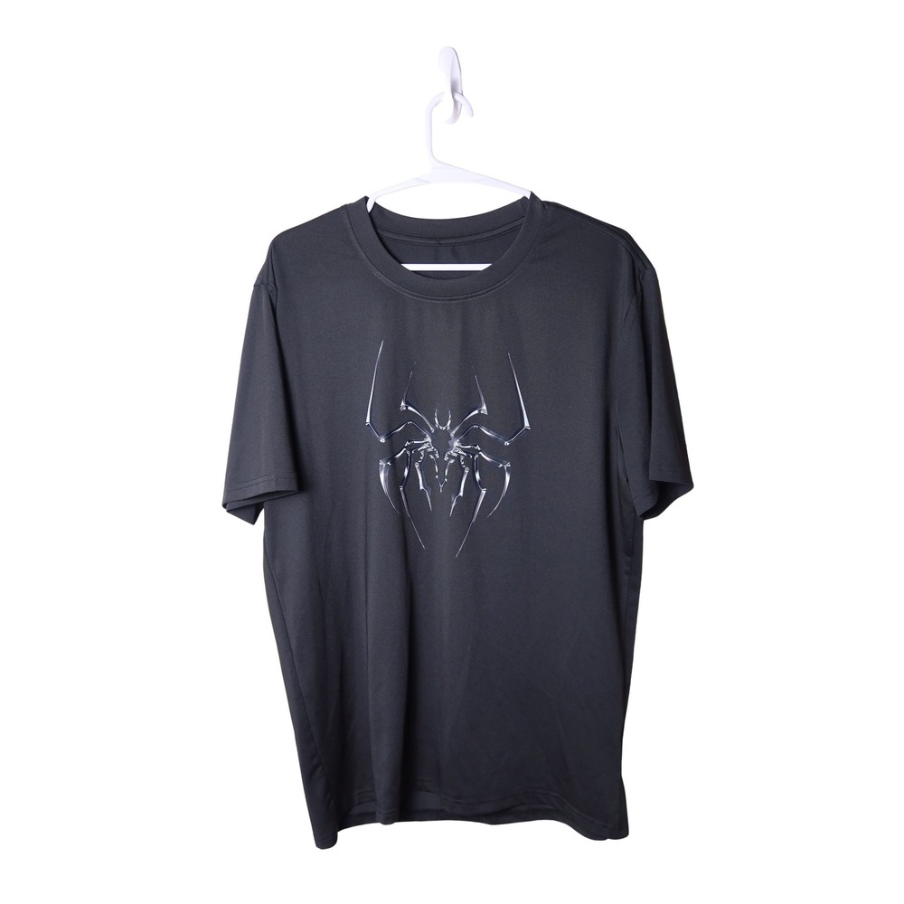 Mens Spider Graphic T-Shirt Dark Gray Chrome Spider Streetwear Tee Size L EXCL
